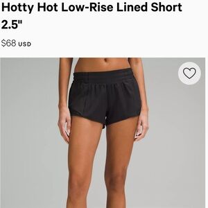 Lululemon hotty hot Low-Rise Lined 2.5” Women's Shorts